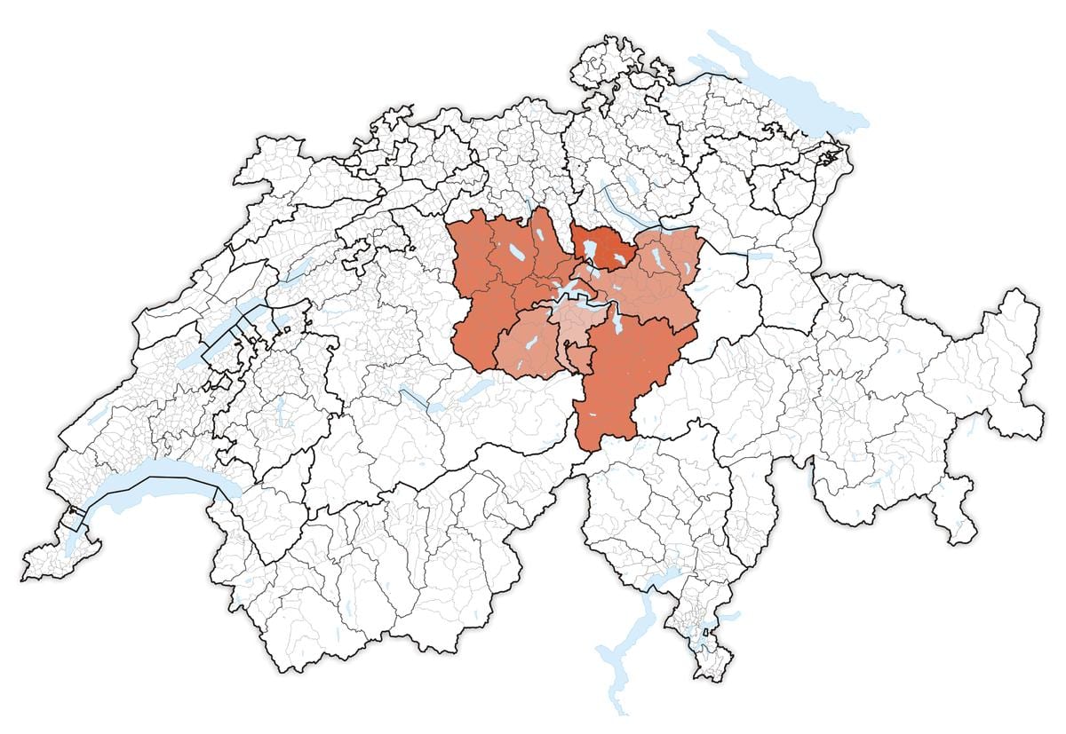 kort af central sviss