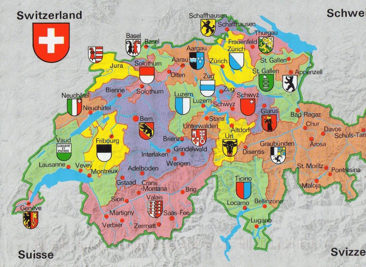 kort af ferðamaður kort af zurich í sviss
