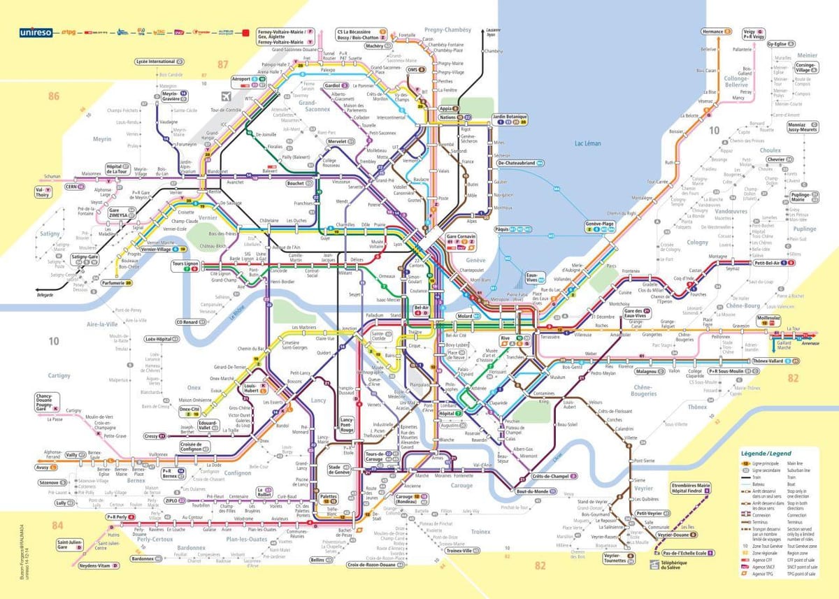 kort af geneva sviss strætó
