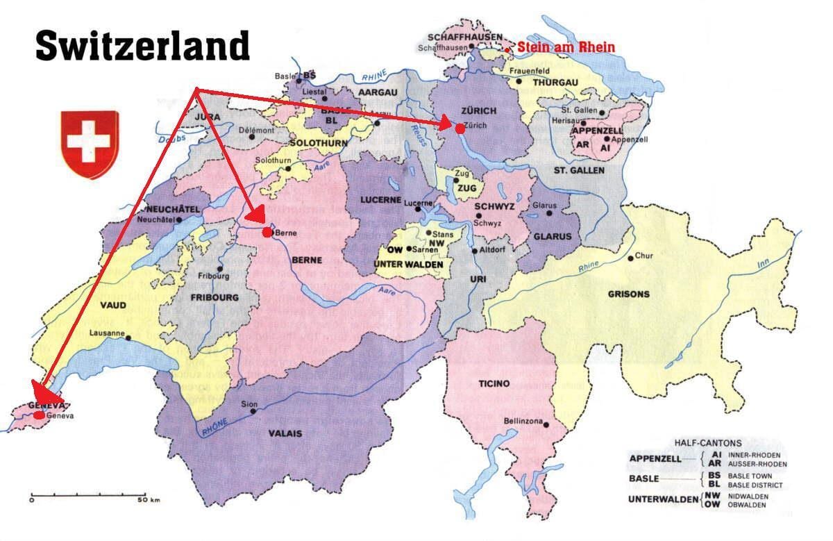 kort af zurich í sviss kort evrópu