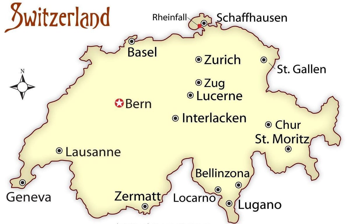 zurich í sviss á kort