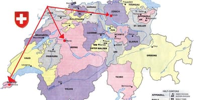 Kort af zurich í sviss kort evrópu